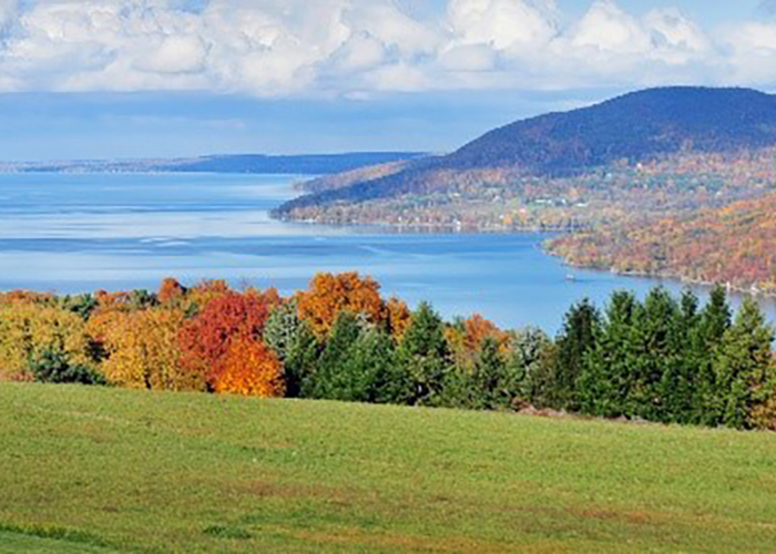 View of the hills in the fall along Canandaigua Lake