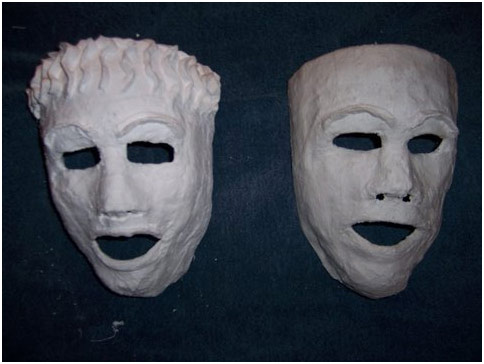 White paper mache masks