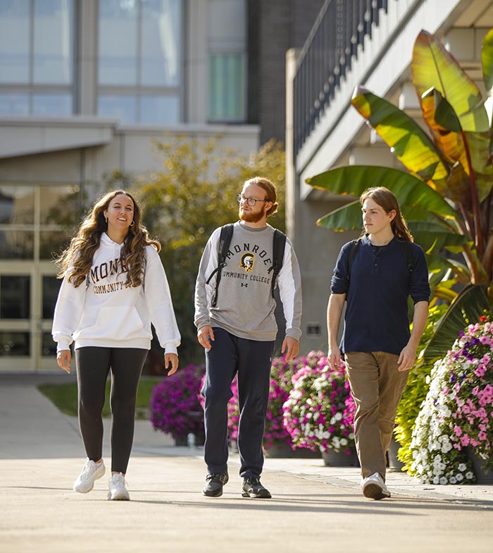 students walking outside