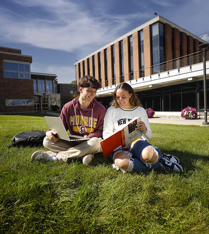 students walking outside