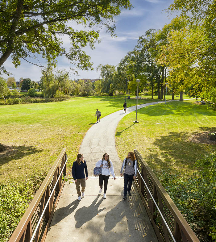 students walking outside