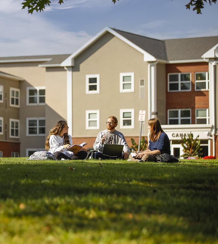 students walking outside