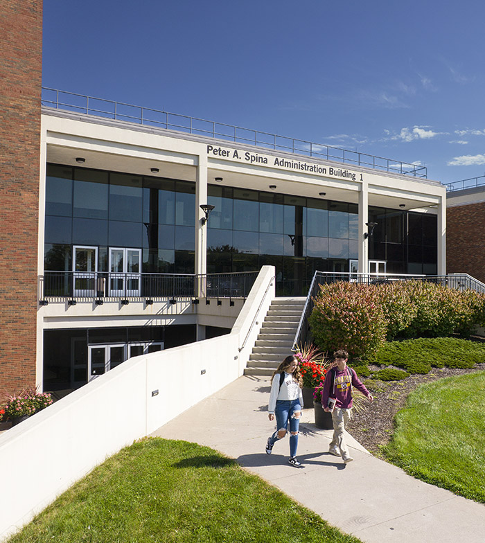 students walking outside