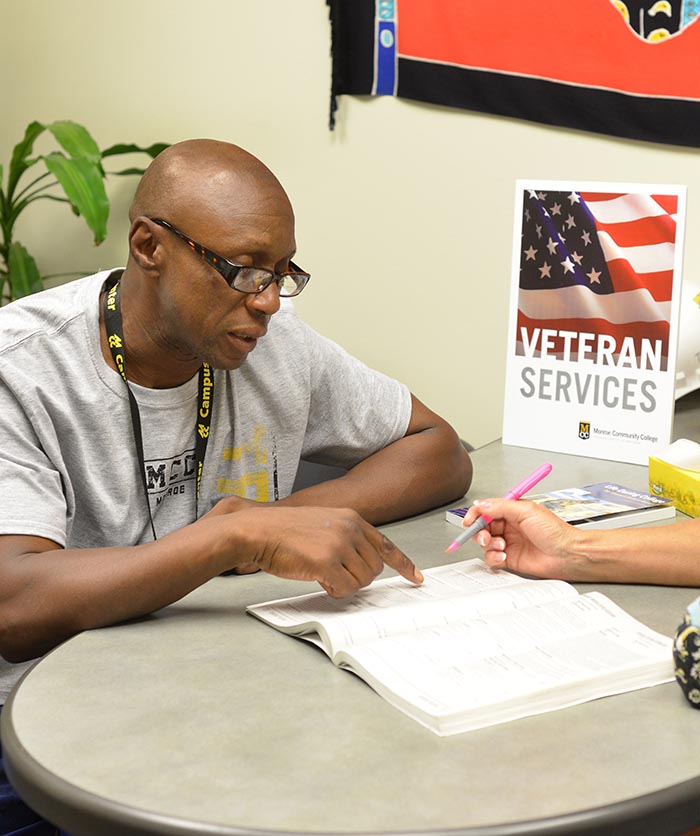 a veteran learning about their benefits